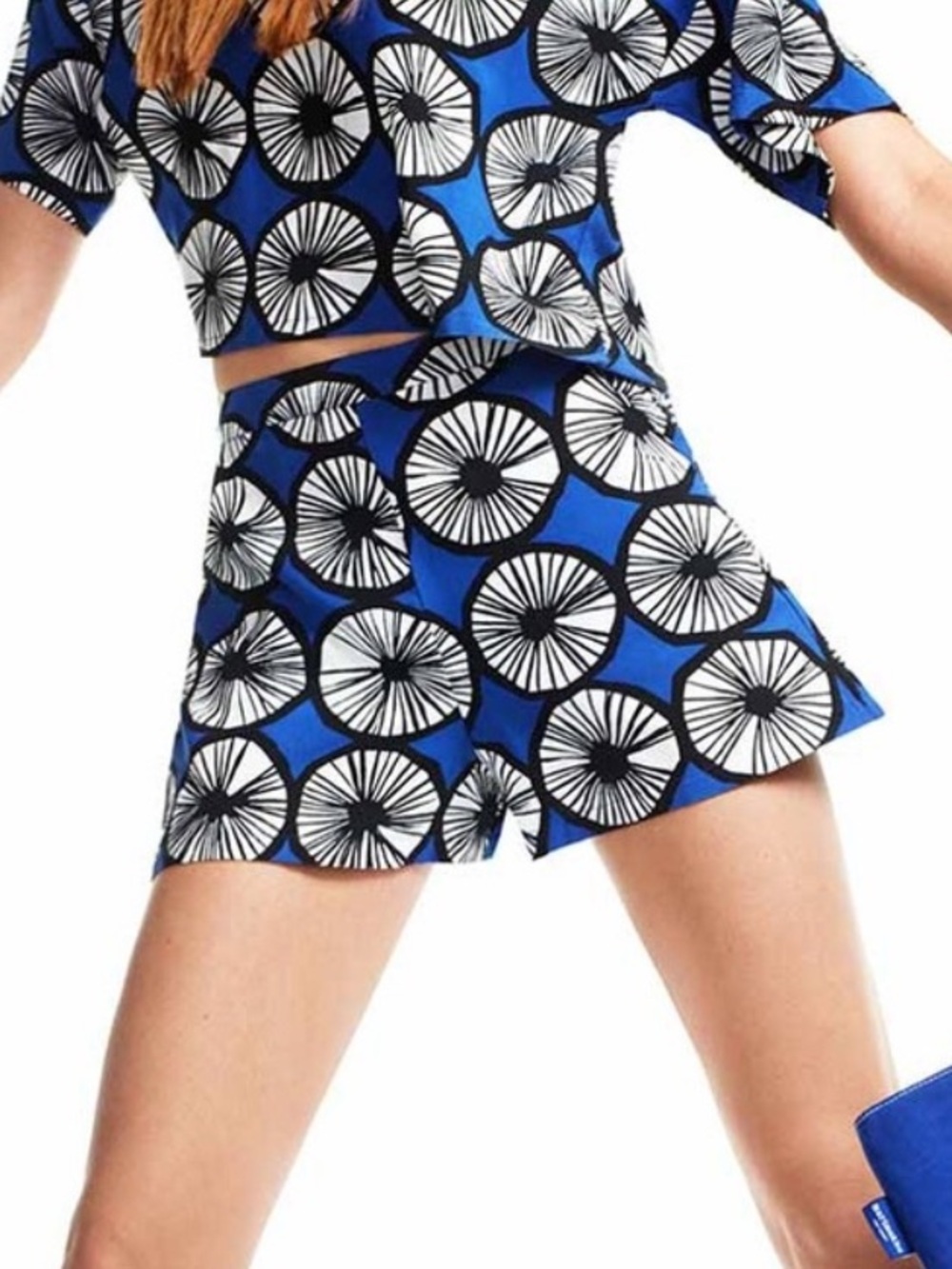 Marimekko for Target shorts blue white black graphic floral print XL Appelsiini